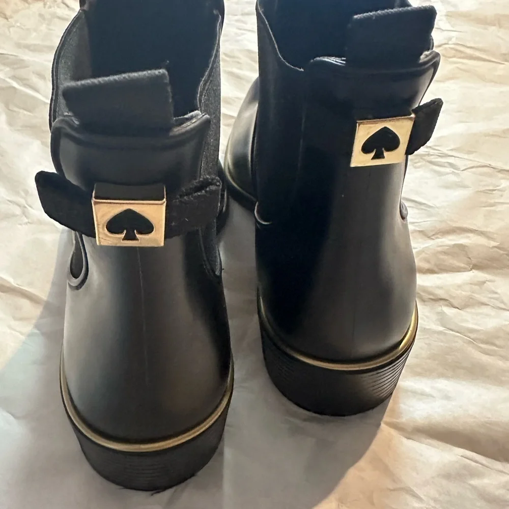 Kate Spade Black Ankle Booties with Gold Trim